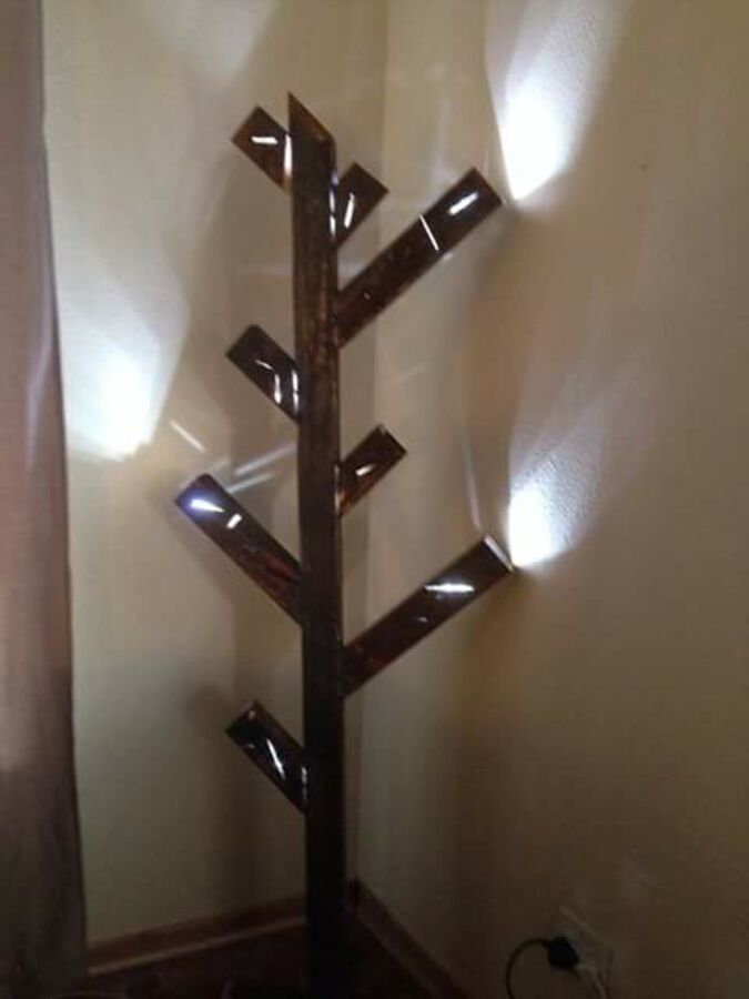 Sculptural LED tree: Custom welded LED wall light